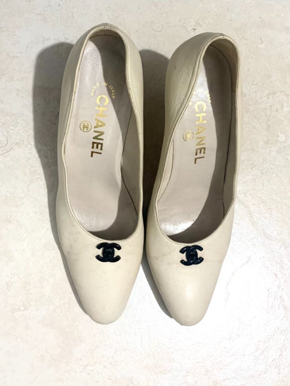 Chanel Cream Shoes Bridal 36.5 Good Condition with Defect
